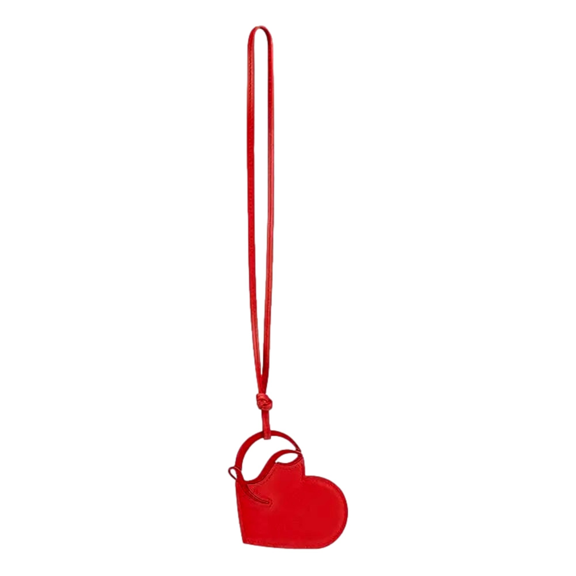 Christian Louboutin Loubi Red Leather Heart Bag Charm Keychain