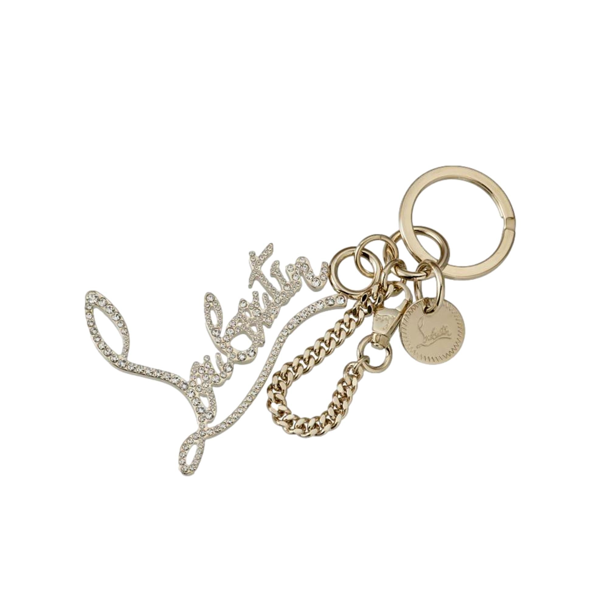 Christian Louboutin Gold Crystal Logo Keyring
