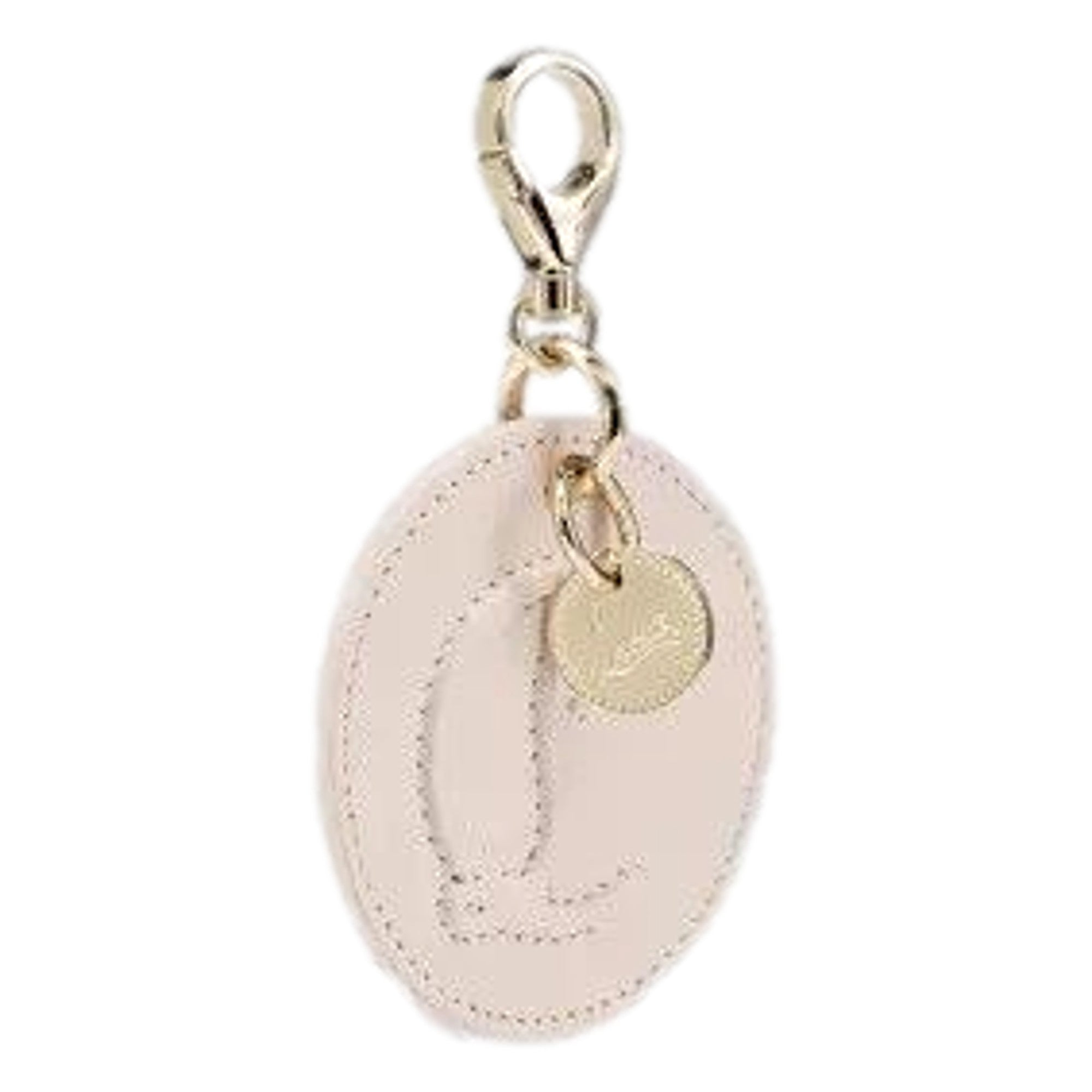 Christian Louboutin Round Leather Logo Leche Cream Bag Charm Keychain