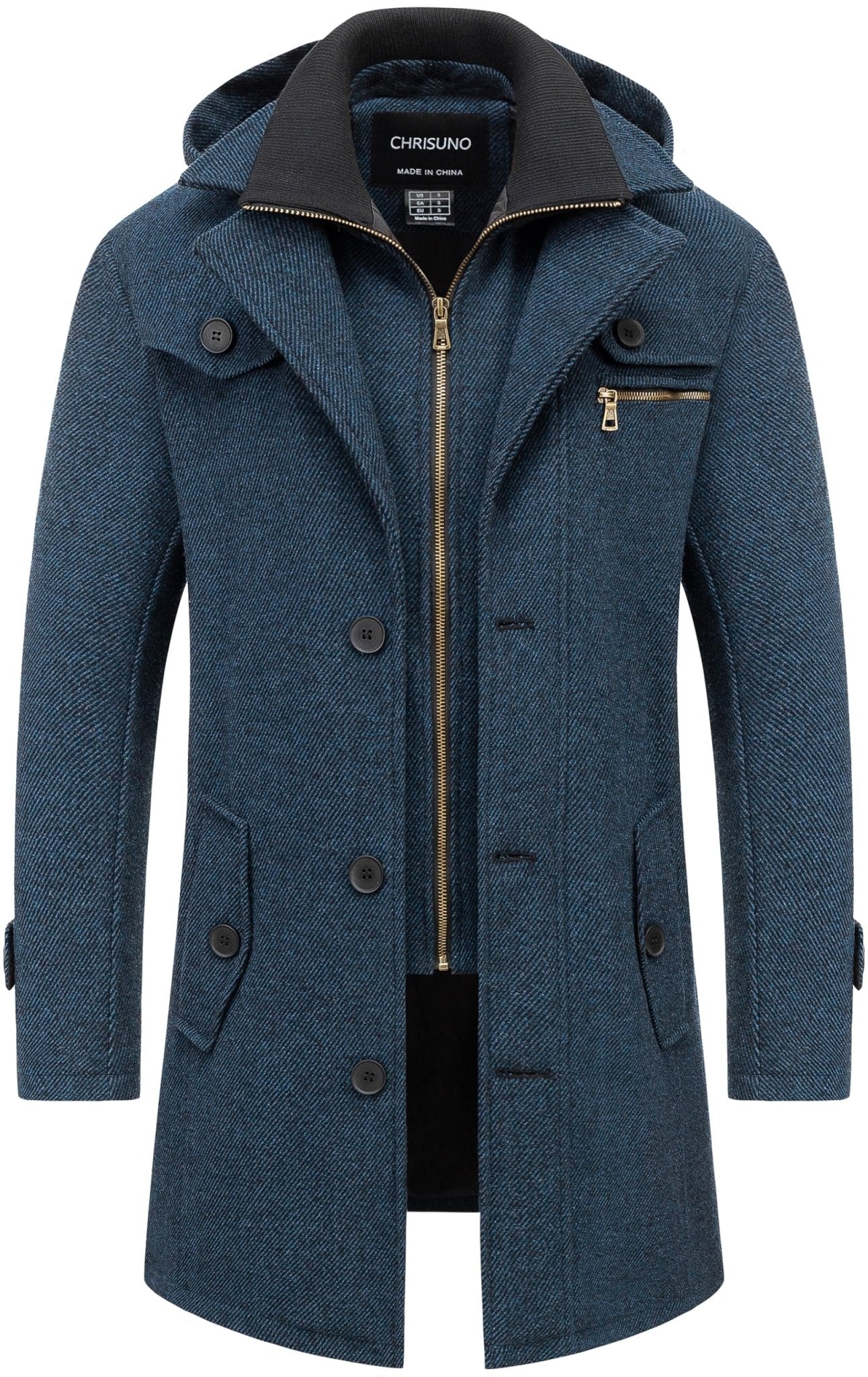 Chrisuno Winter Coats For Men Fall Jackets Wool Trench Blend Top Pea Coat Long Single Breasted Classic Stylish Business Overcoat Navy M - Overture Gifts