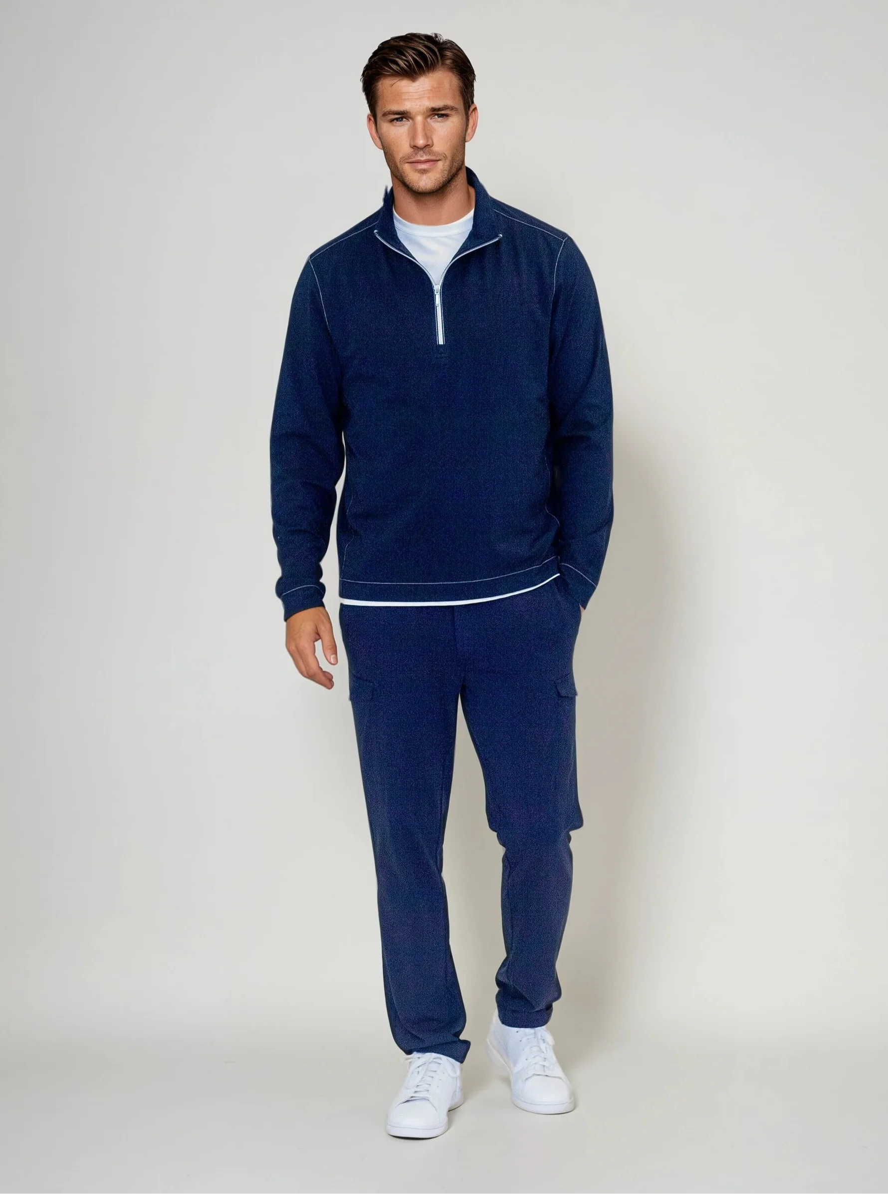 Buki Cinqo Travel Half Zip 2-Pack - Navy/White  - Men