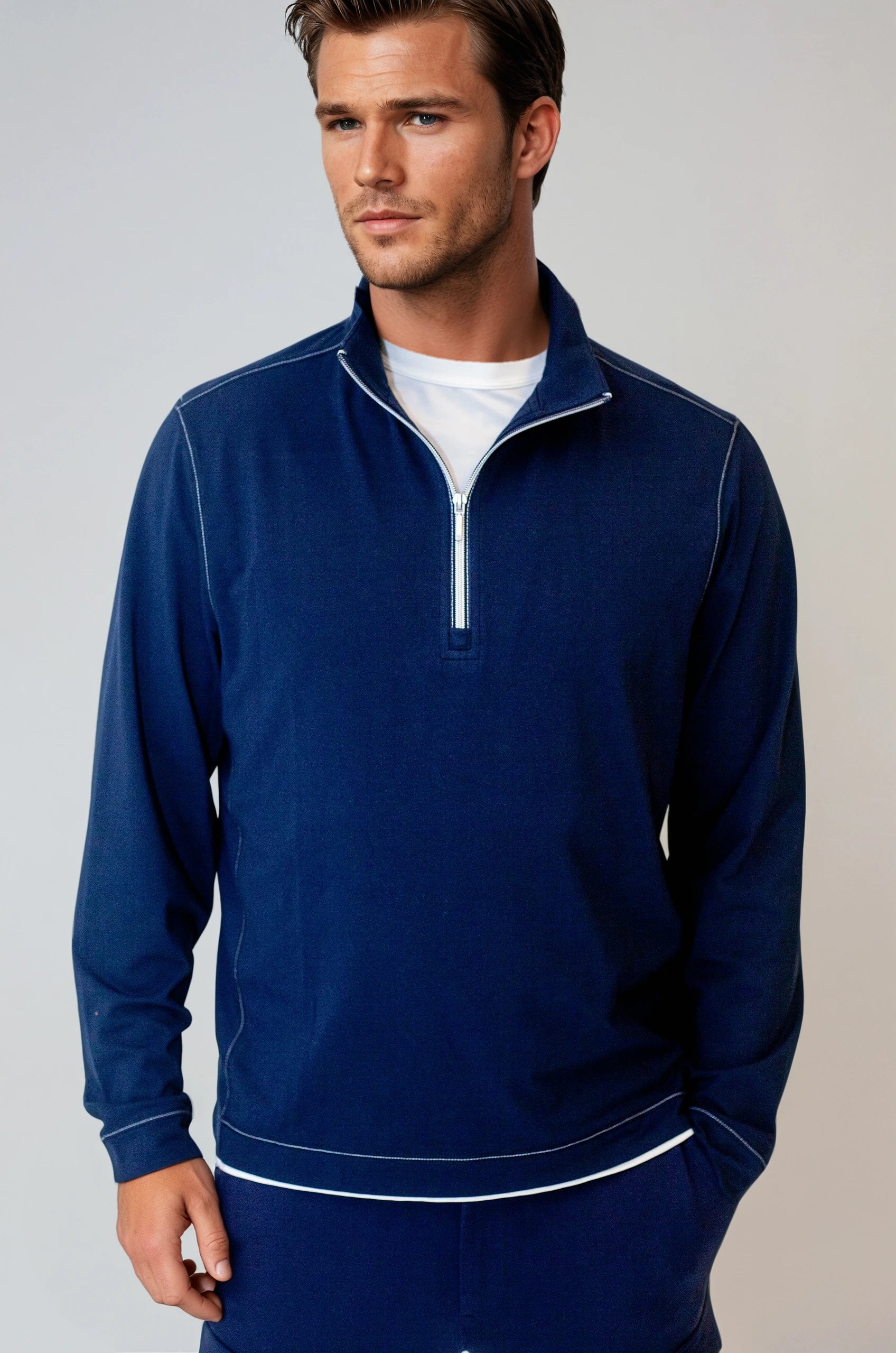Buki Cinqo Travel Half Zip 2-Pack - Navy/White  - Men