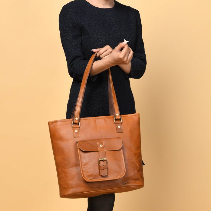 Classic Chic Genuine Leather Tote - Overture Gifts