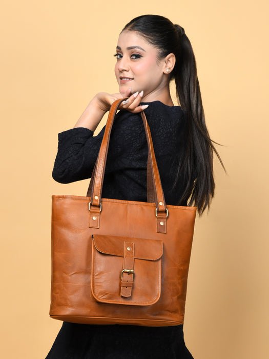 Classic Chic Genuine Leather Tote - Overture Gifts