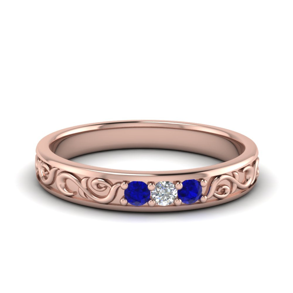 Classic Mens 3 Stone Wedding Band