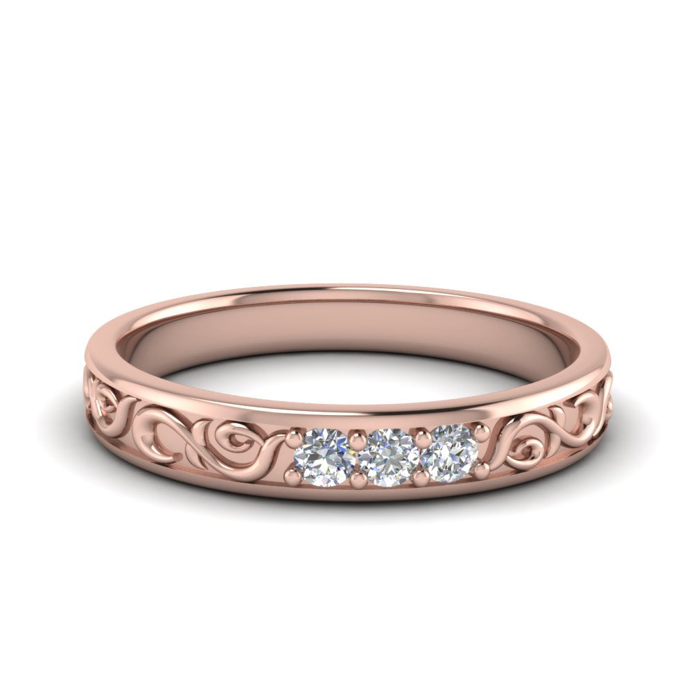 Classic Mens 3 Stone Wedding Band