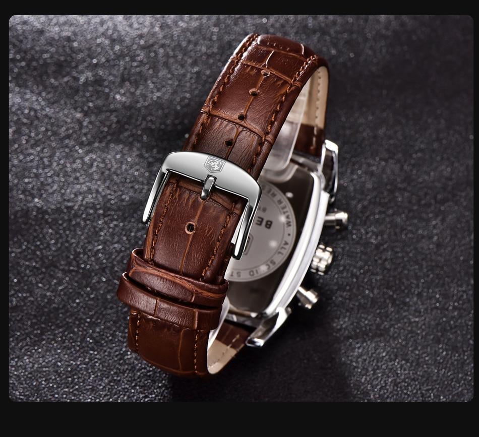 Classic Rectangle Waterproof Case Vintage Design Luxury Watches Leather Strap Business Casual Analog Wrist Watch For Men - Overture Gifts