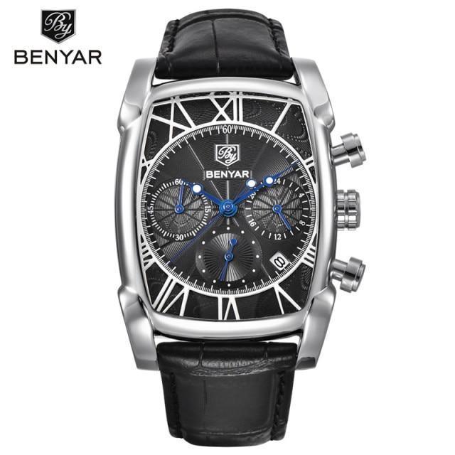 Classic Rectangle Waterproof Case Vintage Design Luxury Watches Leather Strap Business Casual Analog Wrist Watch For Men - Overture Gifts