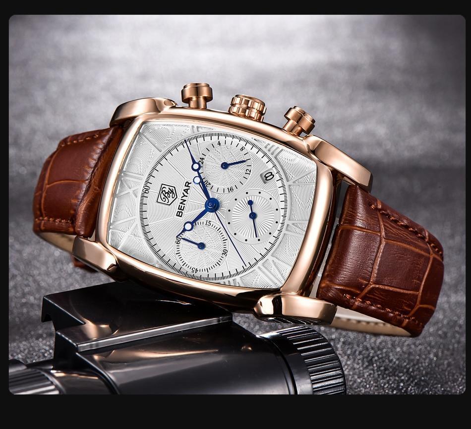 Classic Rectangle Waterproof Case Vintage Design Luxury Watches Leather Strap Business Casual Analog Wrist Watch For Men - Overture Gifts