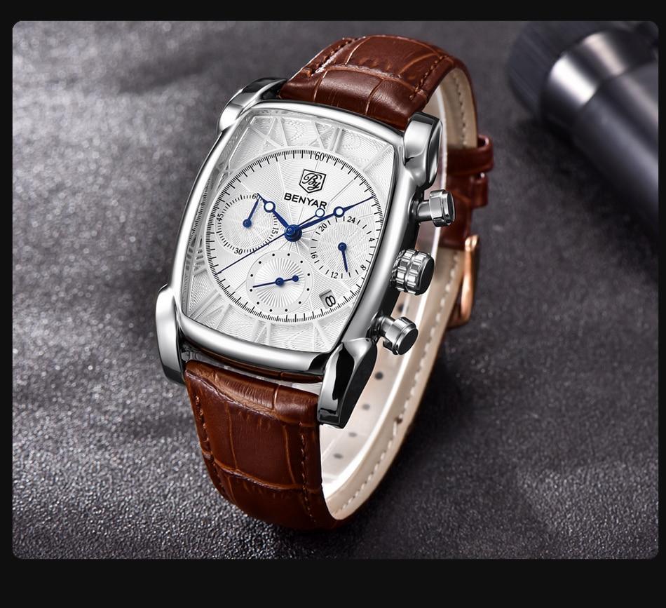 Classic Rectangle Waterproof Case Vintage Design Luxury Watches Leather Strap Business Casual Analog Wrist Watch For Men - Overture Gifts