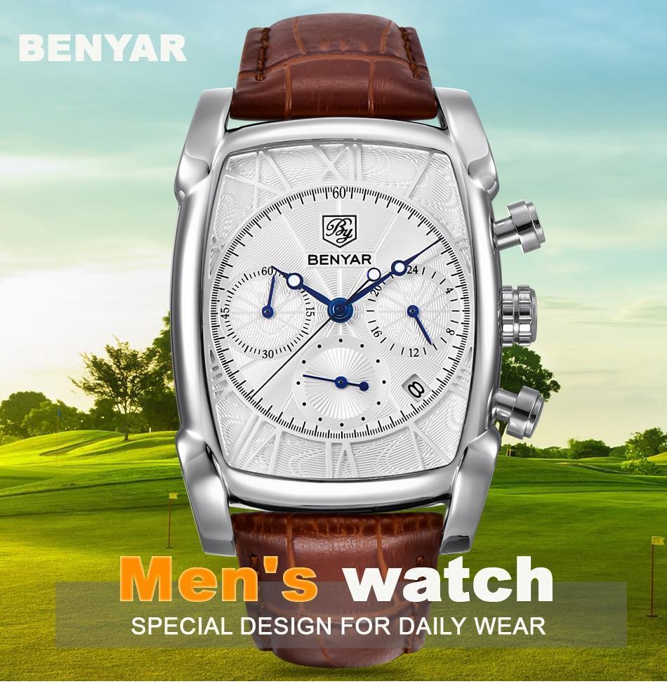 Classic Rectangle Waterproof Case Vintage Design Luxury Watches Leather Strap Business Casual Analog Wrist Watch For Men - Overture Gifts