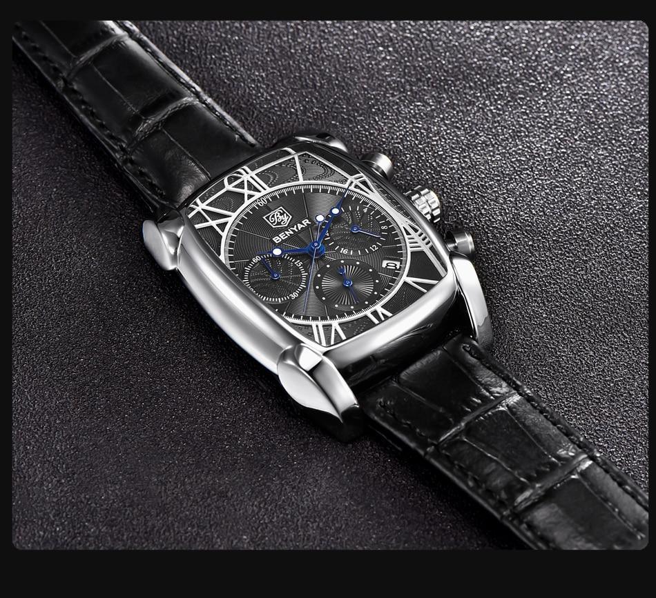 Classic Rectangle Waterproof Case Vintage Design Luxury Watches Leather Strap Business Casual Analog Wrist Watch For Men - Overture Gifts