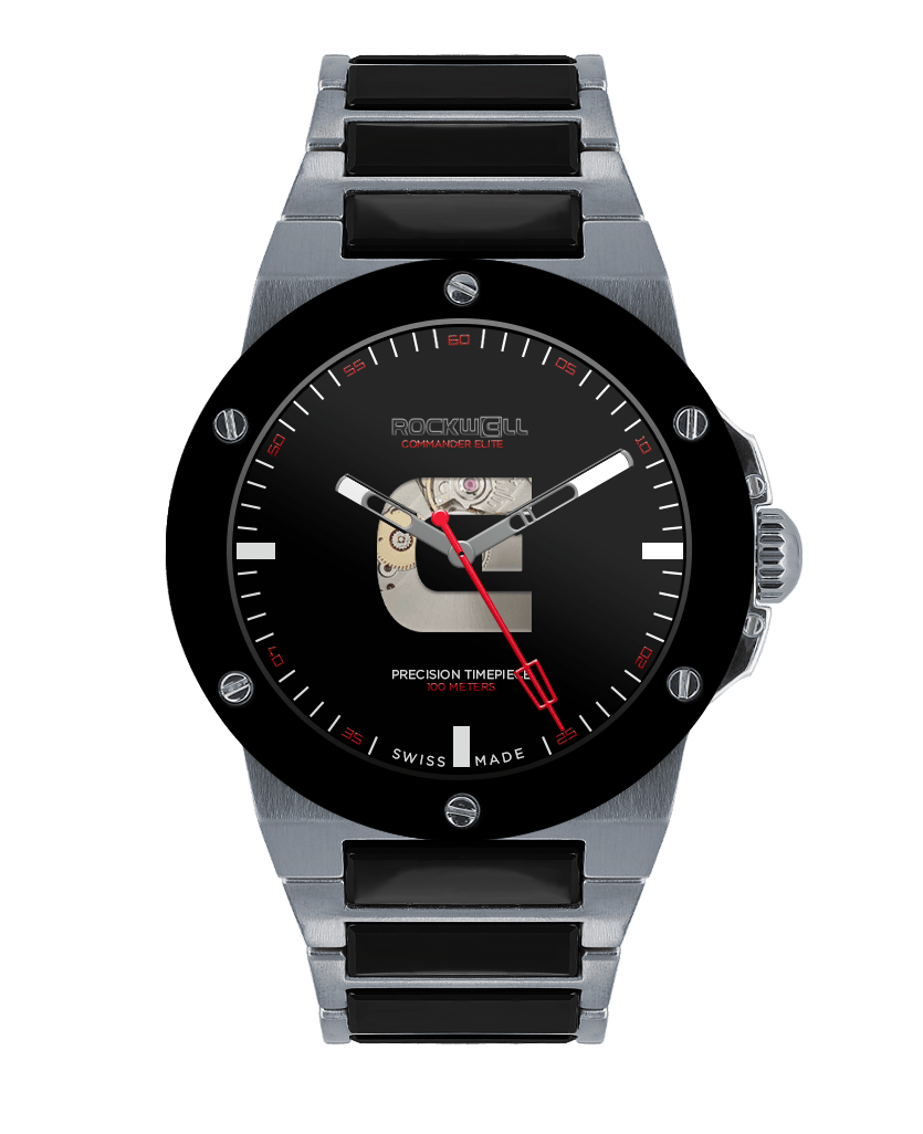 Commander Elite Automatic (Silver/Black Ceramic) Watch - Overture Gifts