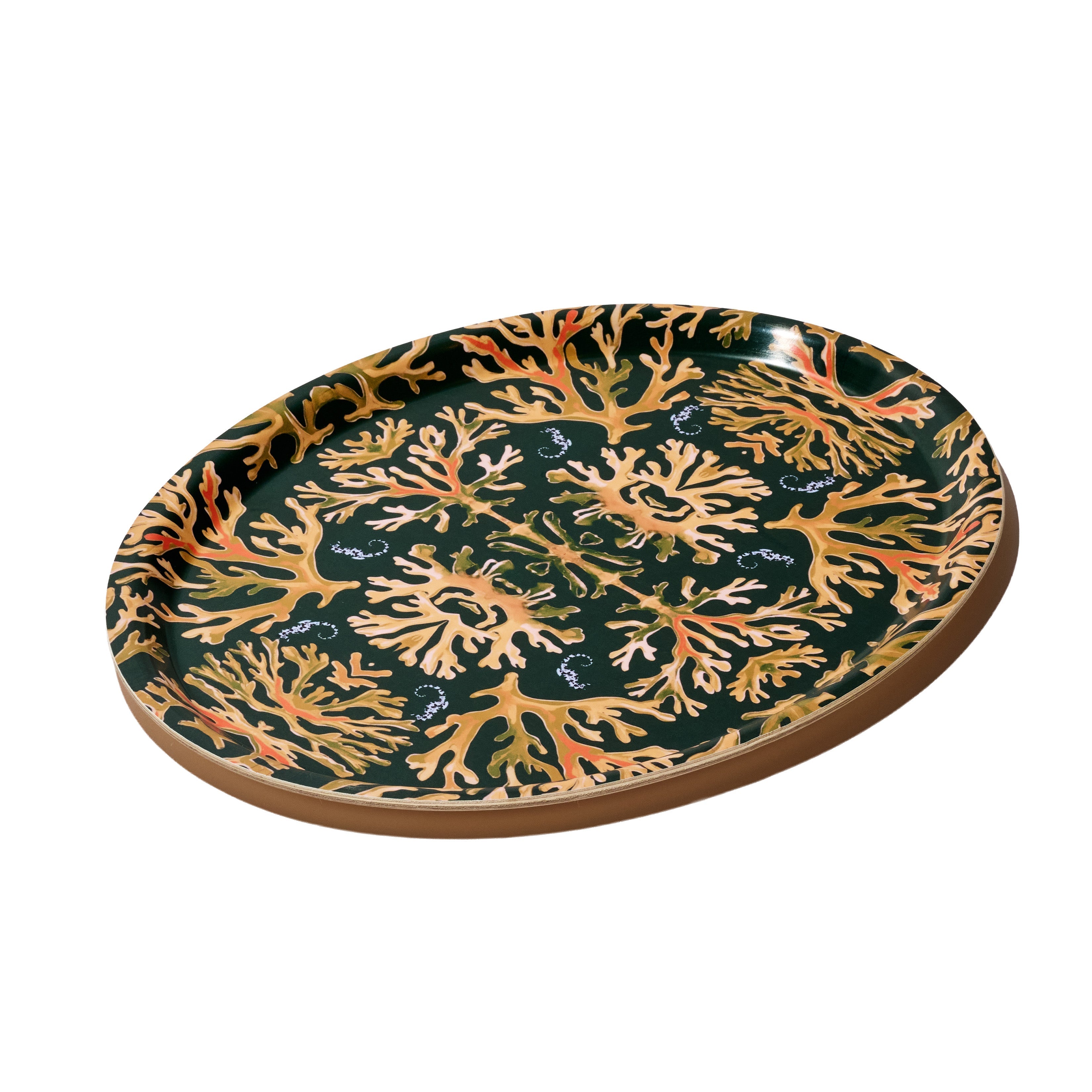 Coral Seahorses Birchwood Decorative Tray - Oval