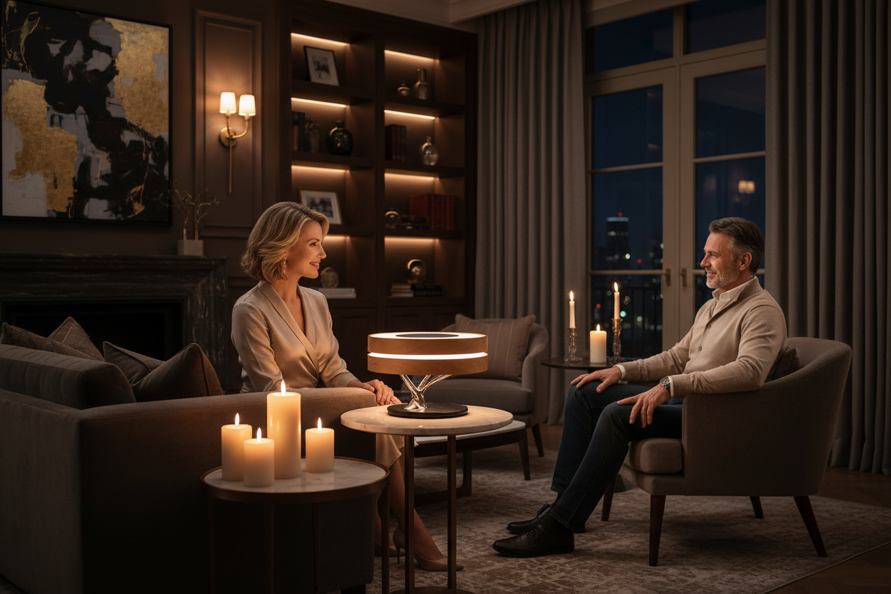 Couple in luxury living room