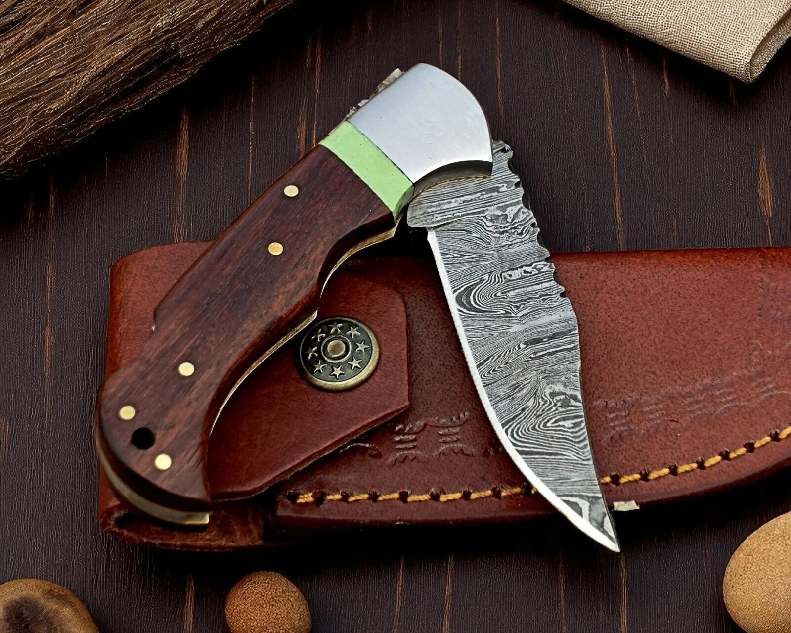 custom folding Knives - Rosewood Back Lock 3" Blade - Overture Gifts