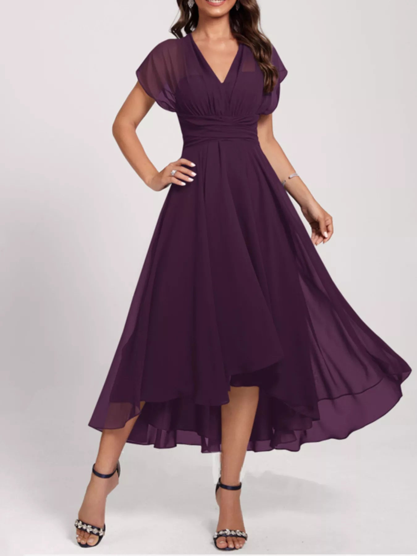 Ruched A-Line Midi Dress