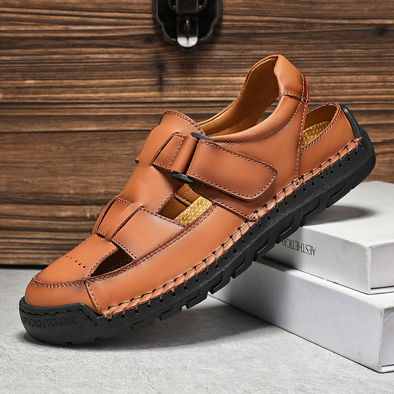 Mens Sandals Summer Full-grain Leather