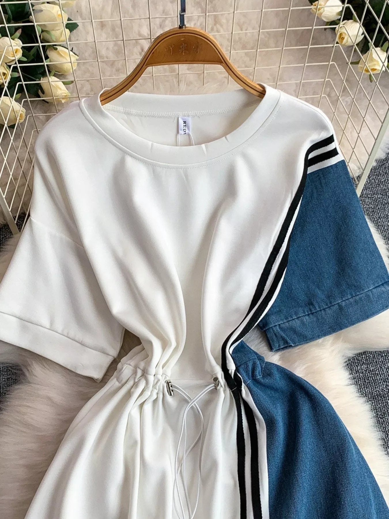 Color Block Short Sleeve Casual Dress