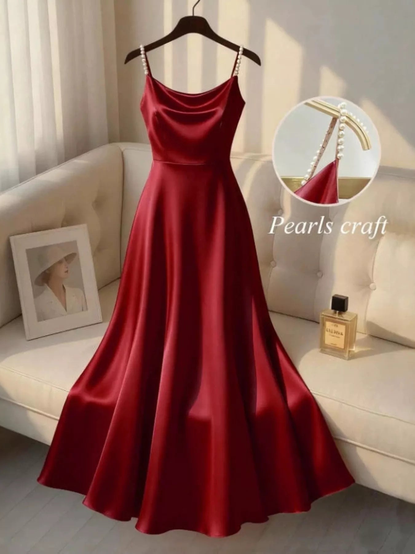 Pearl Strap Satin Cami Dress