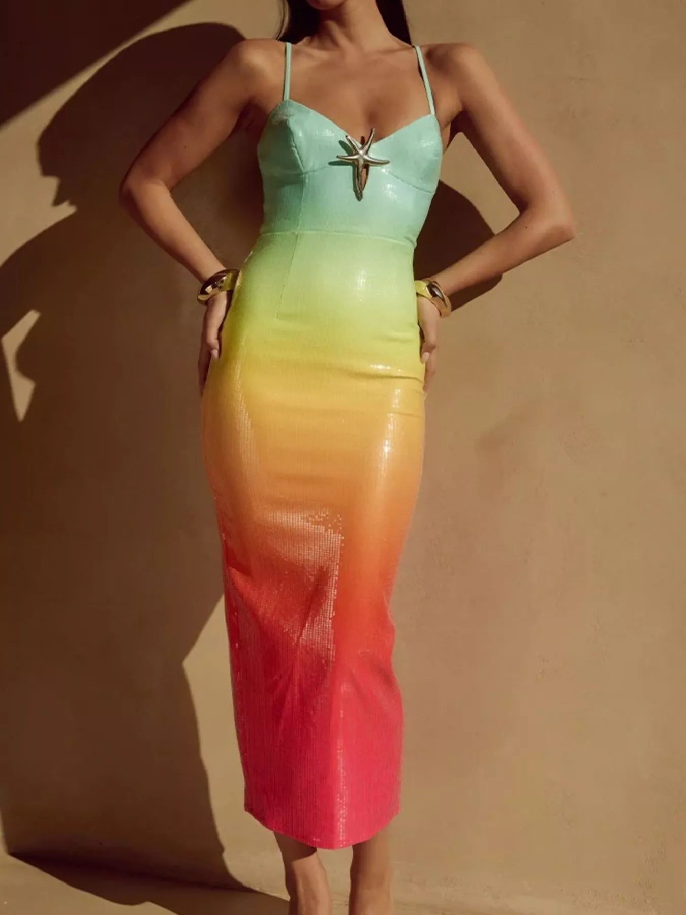 Slit Back Gradient Cami Dress