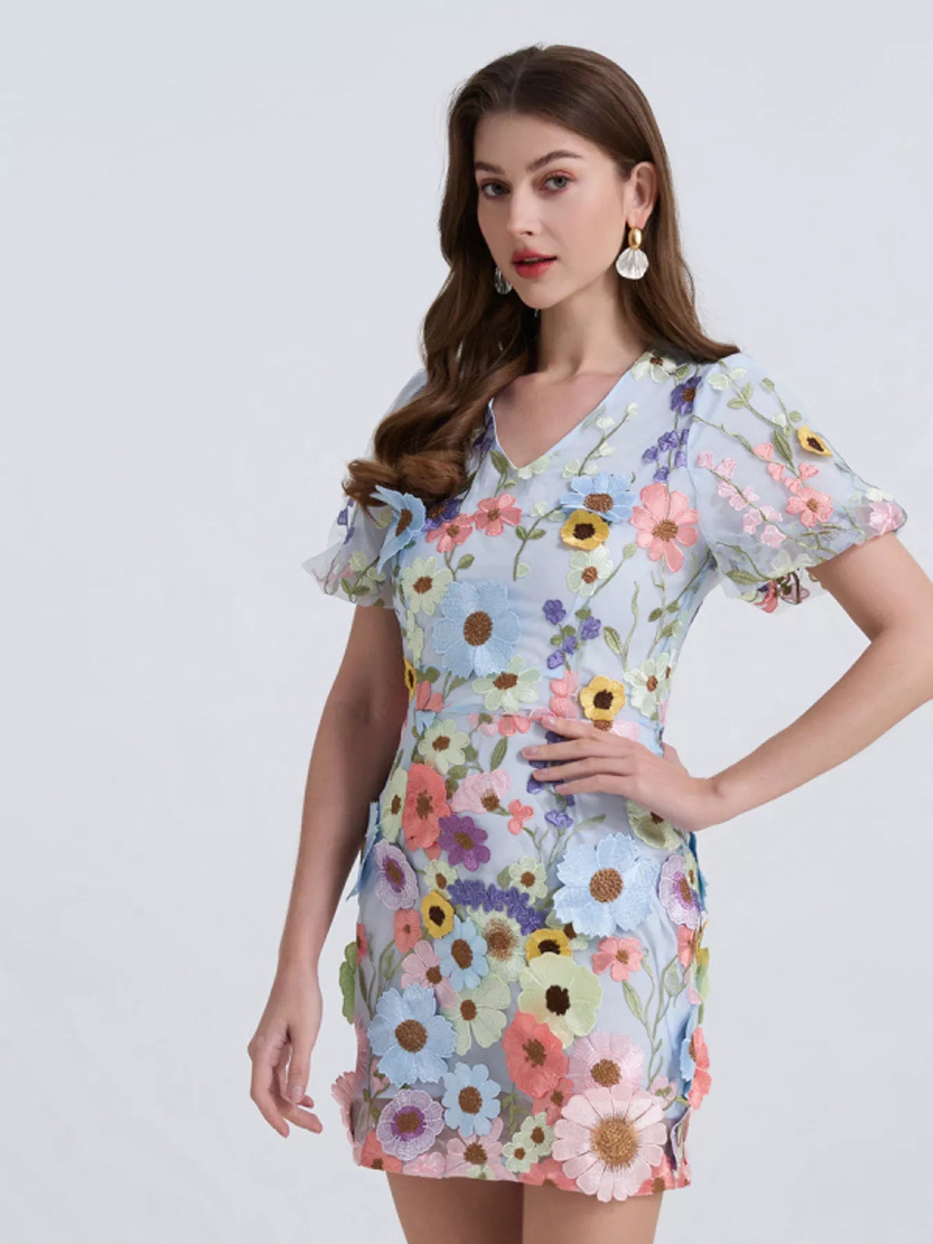 Floral Puff Sleeve Mini Dress