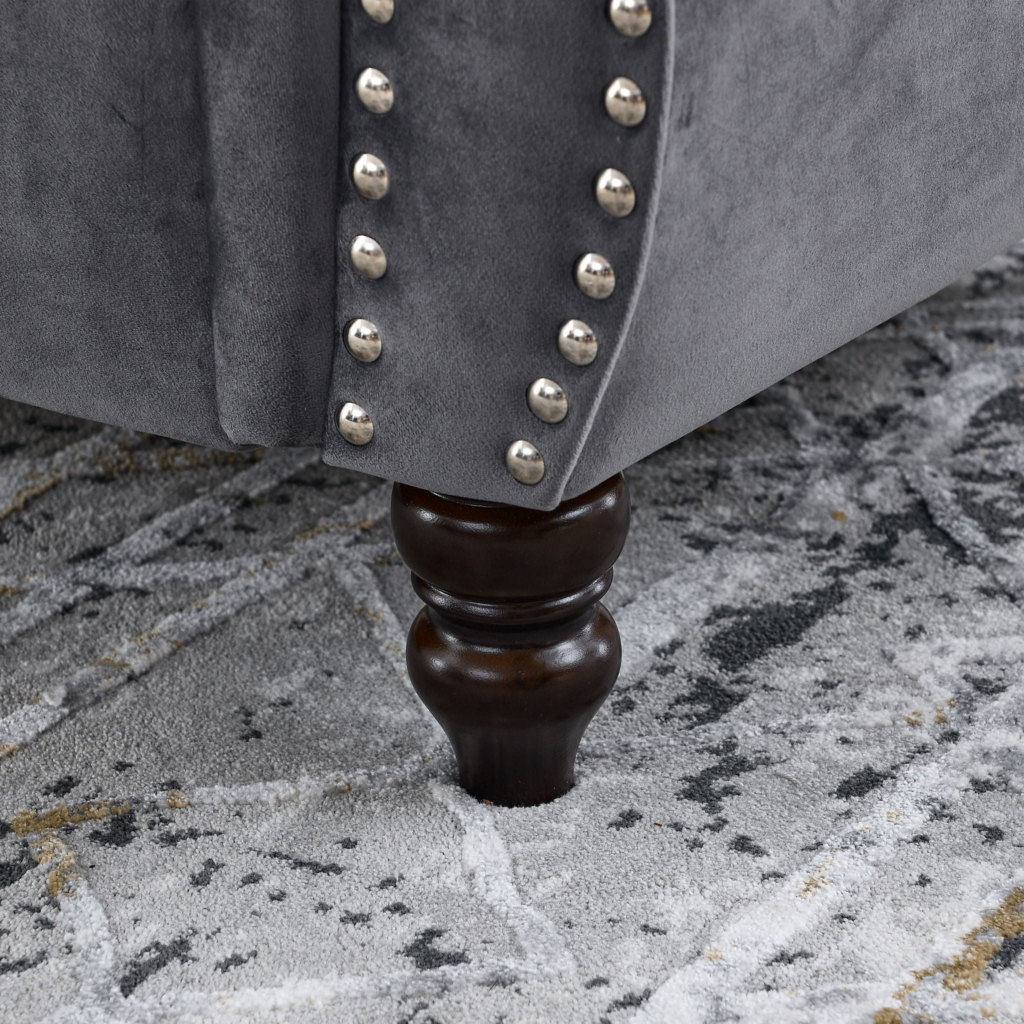 Chesterfield Sofa With Rolled Arms And Nailhead Trim