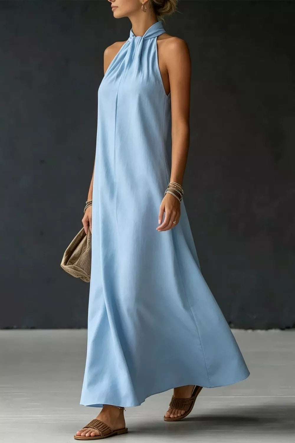 Halter Neck Sleeveless Maxi Dress