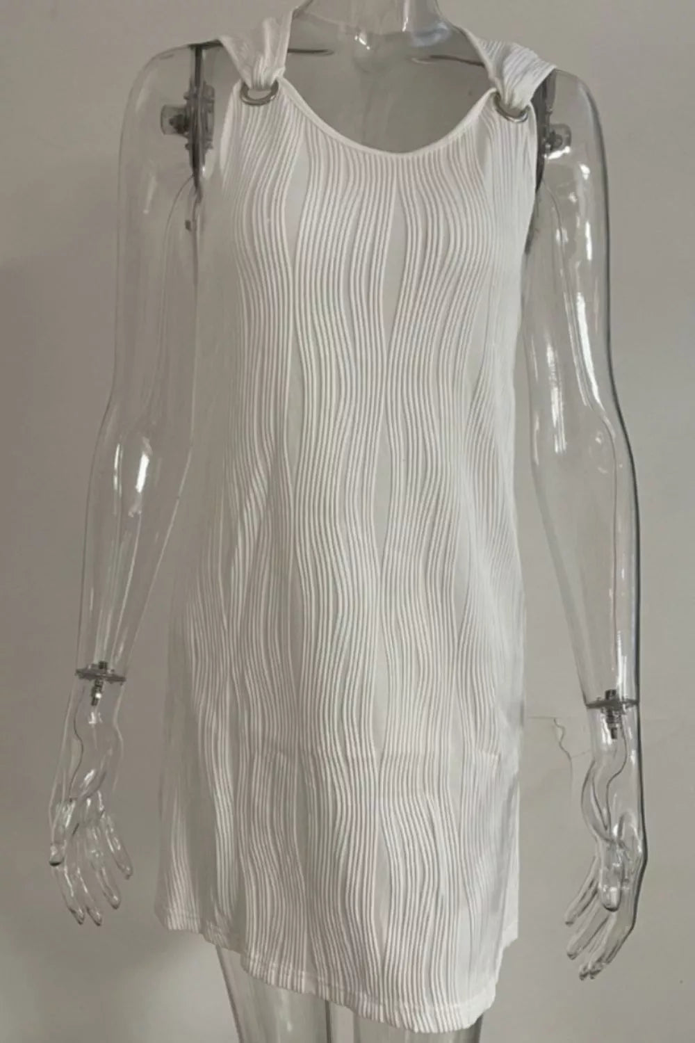 Sleeveless Textured Casual Mini Dress