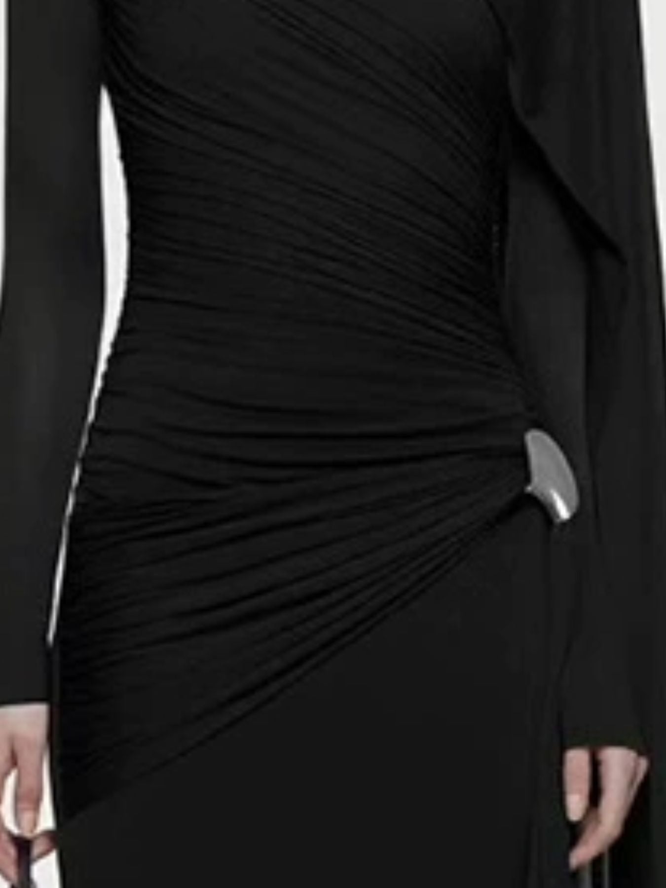Ruched Draped Long Sleeve Maxi Dress