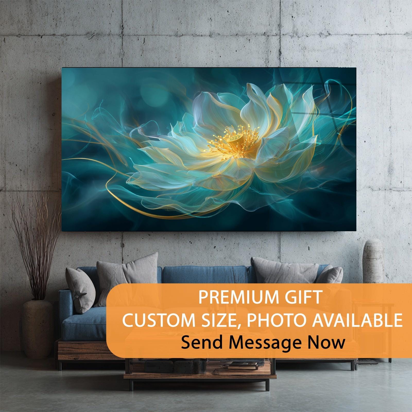 Ethereal Lotus Tempered Glass Wall Art | Modern Floral Décor