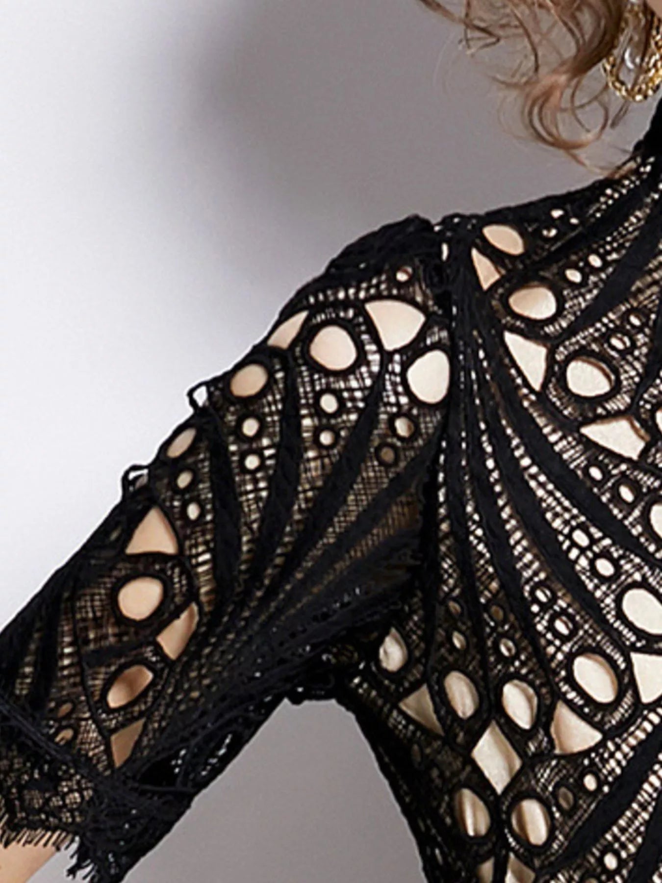 Full Size Lace Short Sleeve Midi Dress Plus Size