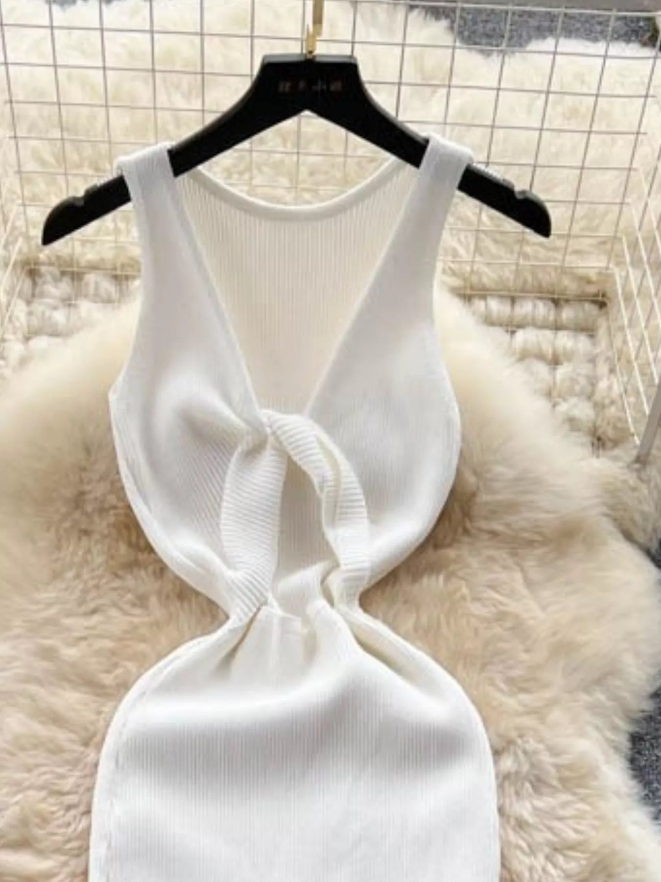 Knot Back Sleeveless Knit Bodycon Midi Dres