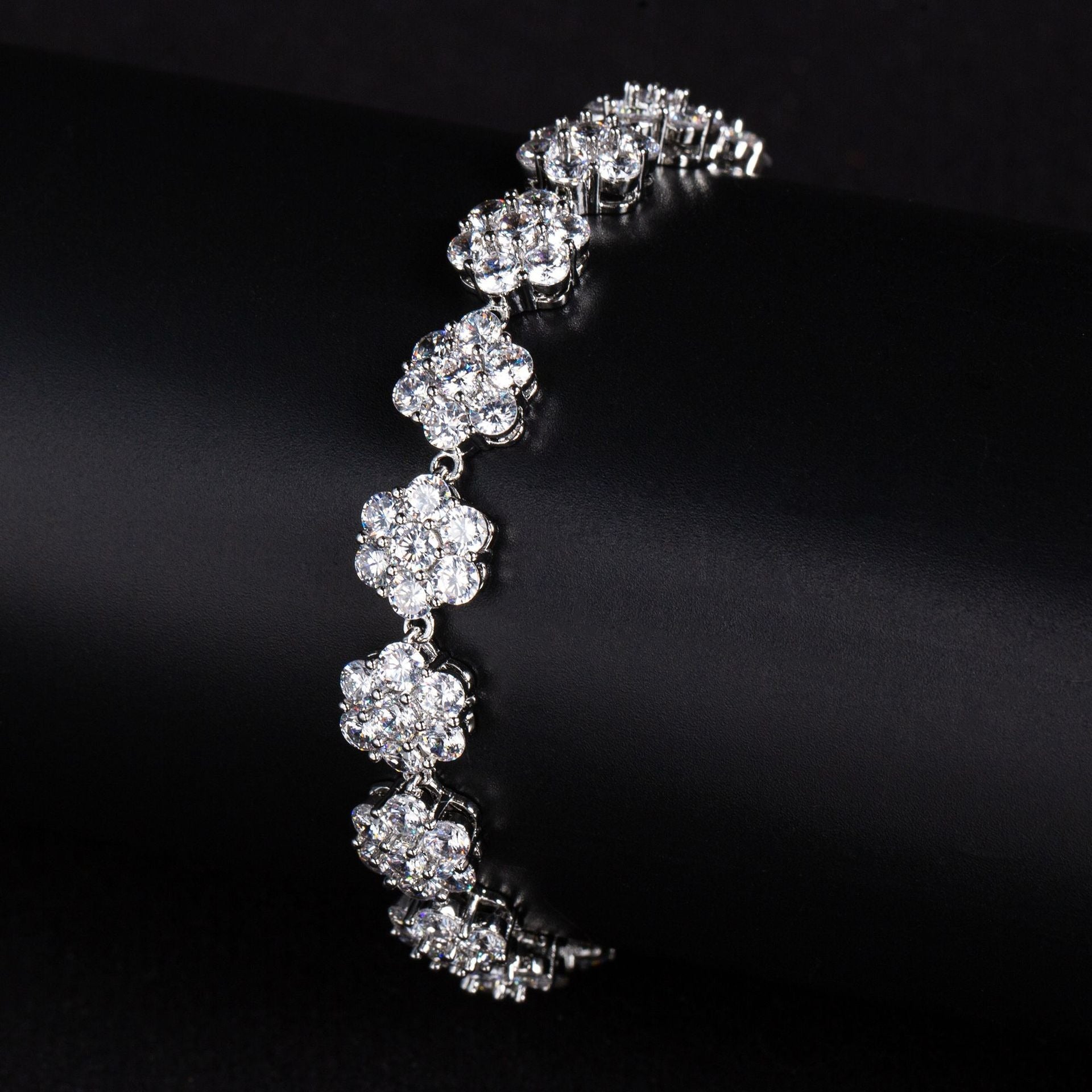 S925 Silver & Cubic Zirconia Camellia Bracelet