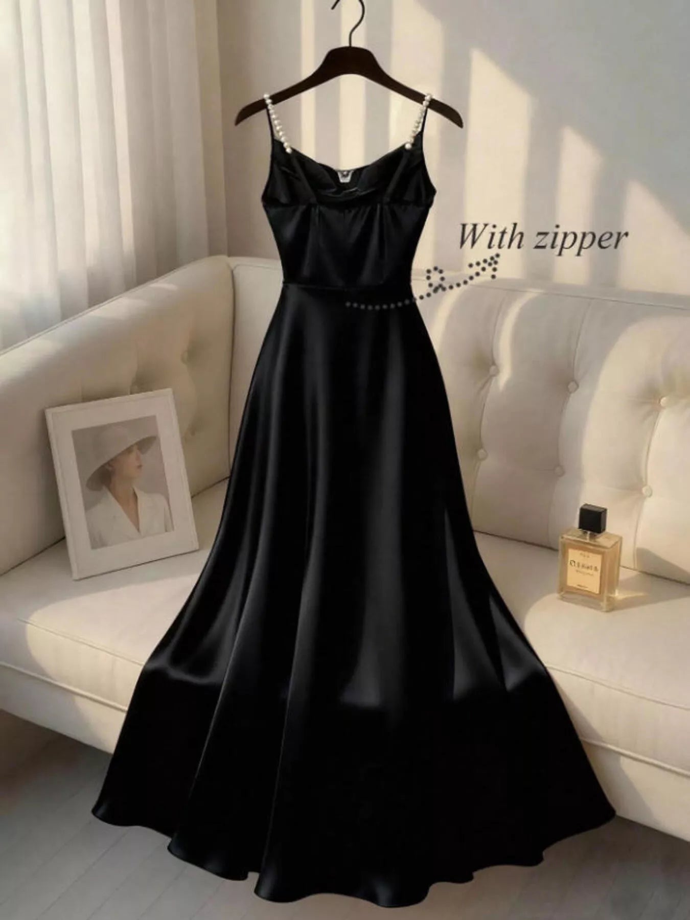 Pearl Strap Satin Cami Dress