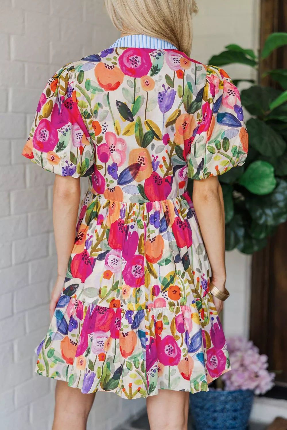 Floral Print Tiered Mini Dress