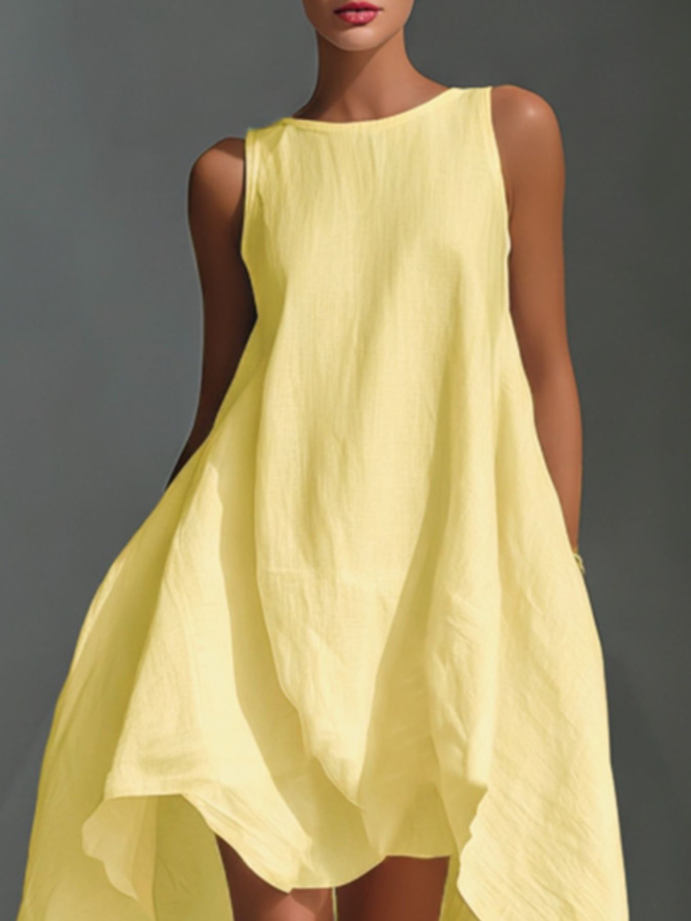 Sleeveless High-Low Hem Dress