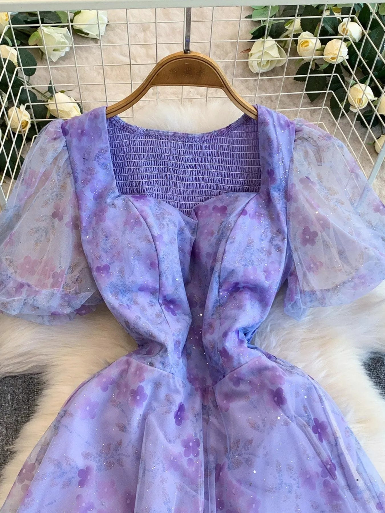 Sweetheart Neck Puff Sleeve Dress