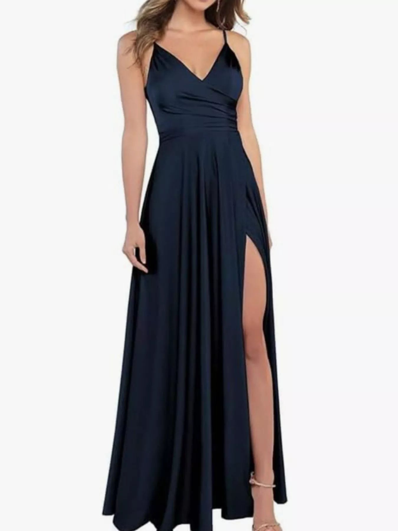 Ruched Slit Maxi Cami Dress