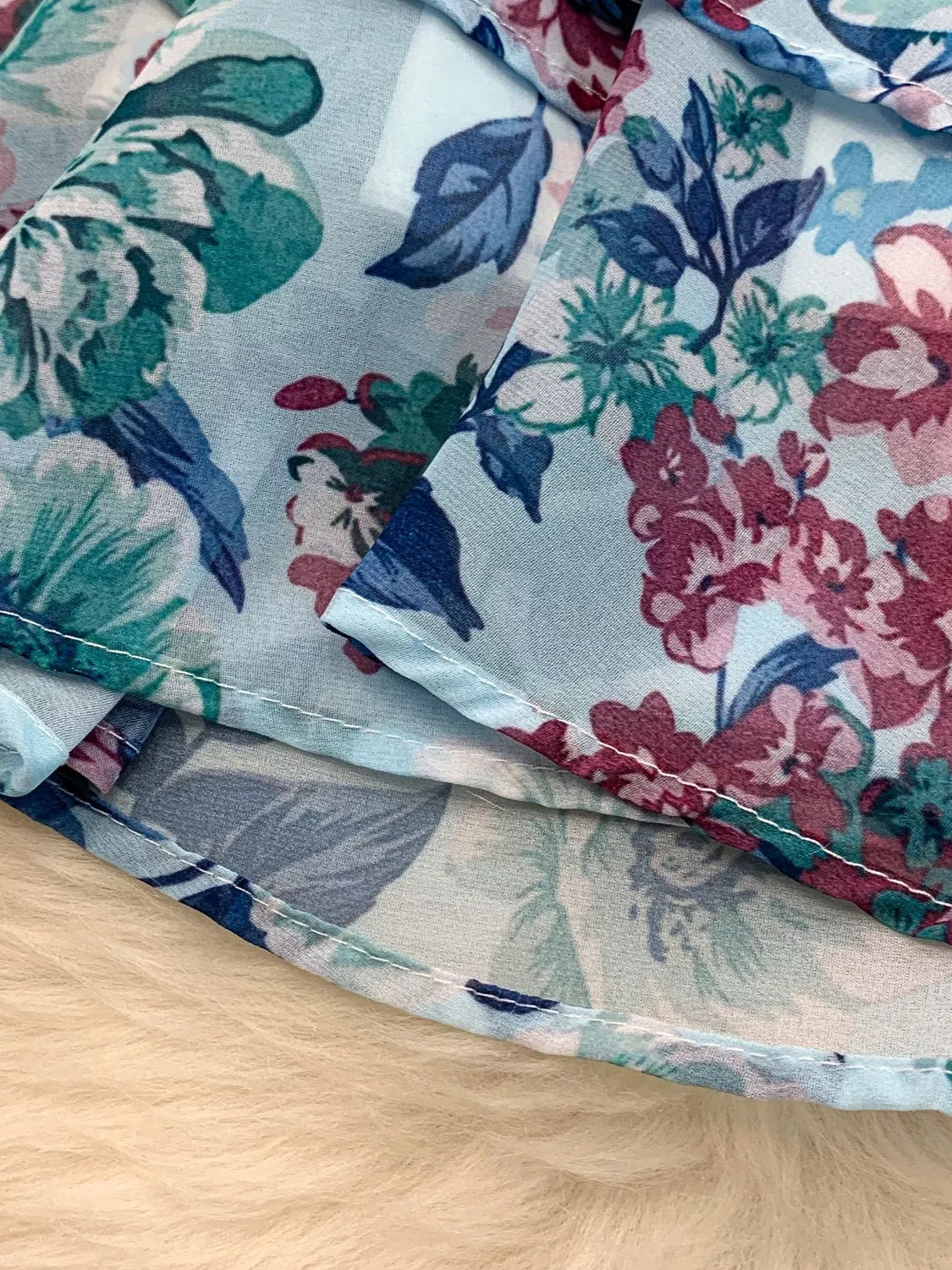Floral Print Ruffle Hem Mini Dress