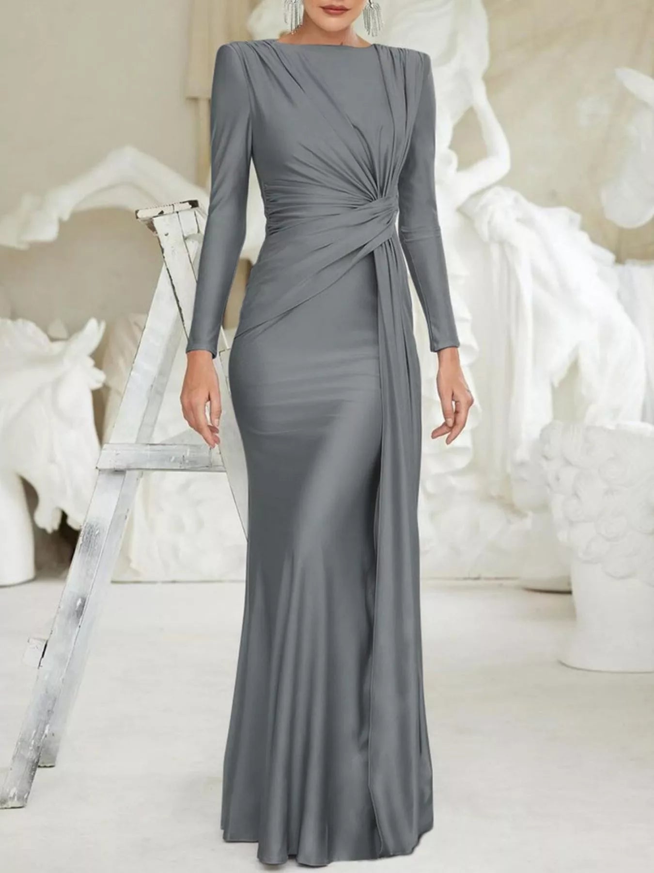 Twisted Long Sleeve Maxi Dress