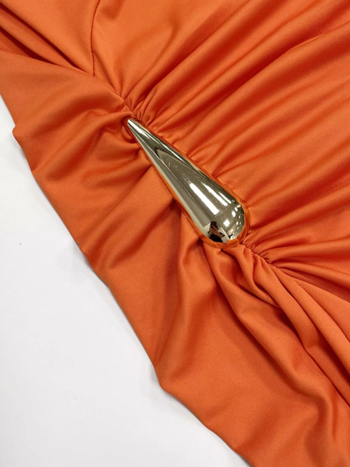 Draped Sleeveless Bodycon Maxi Dress with Metal Decorative