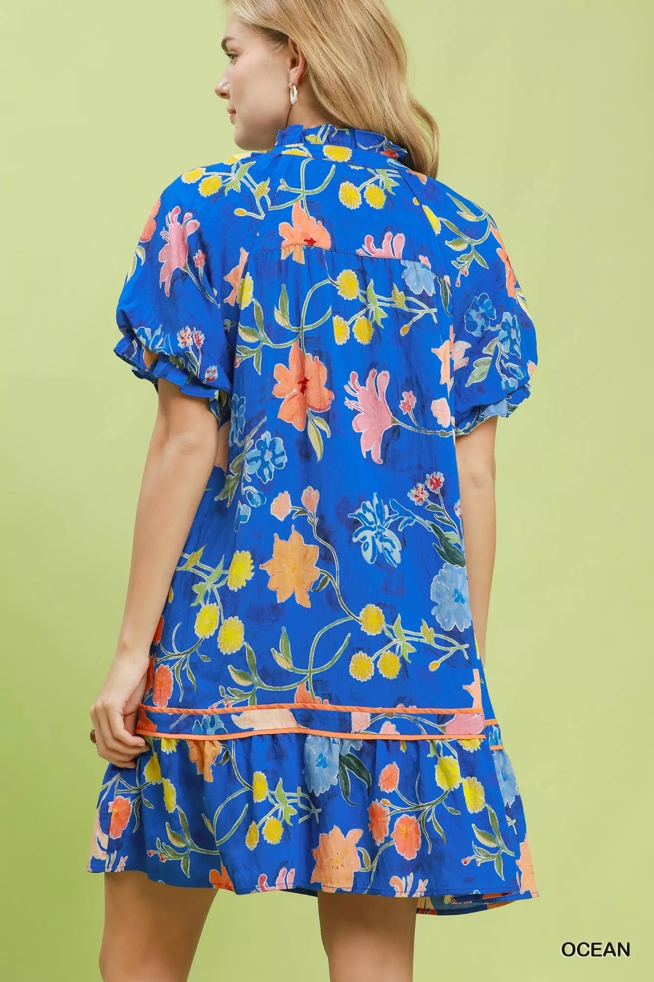 Umgee Floral Ruffle Hem Mini Dress