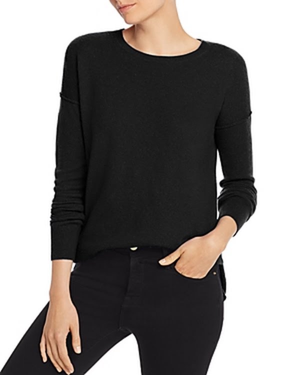 Aqua Cashmere Womens Hi-Low Crewneck Sweater, Size Small