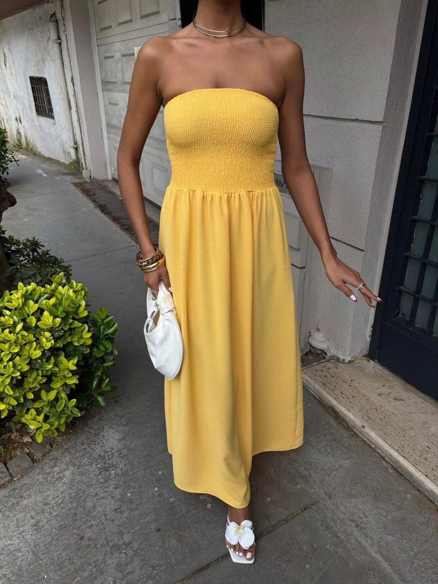 Strapless Smocked Maxi Dress