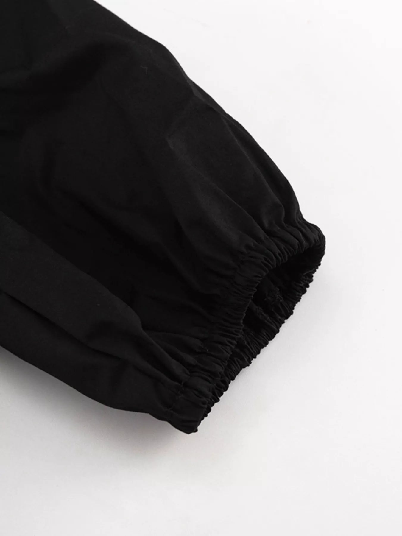 Ruffled Hem Ruched Puff Sleeve Mini Dress