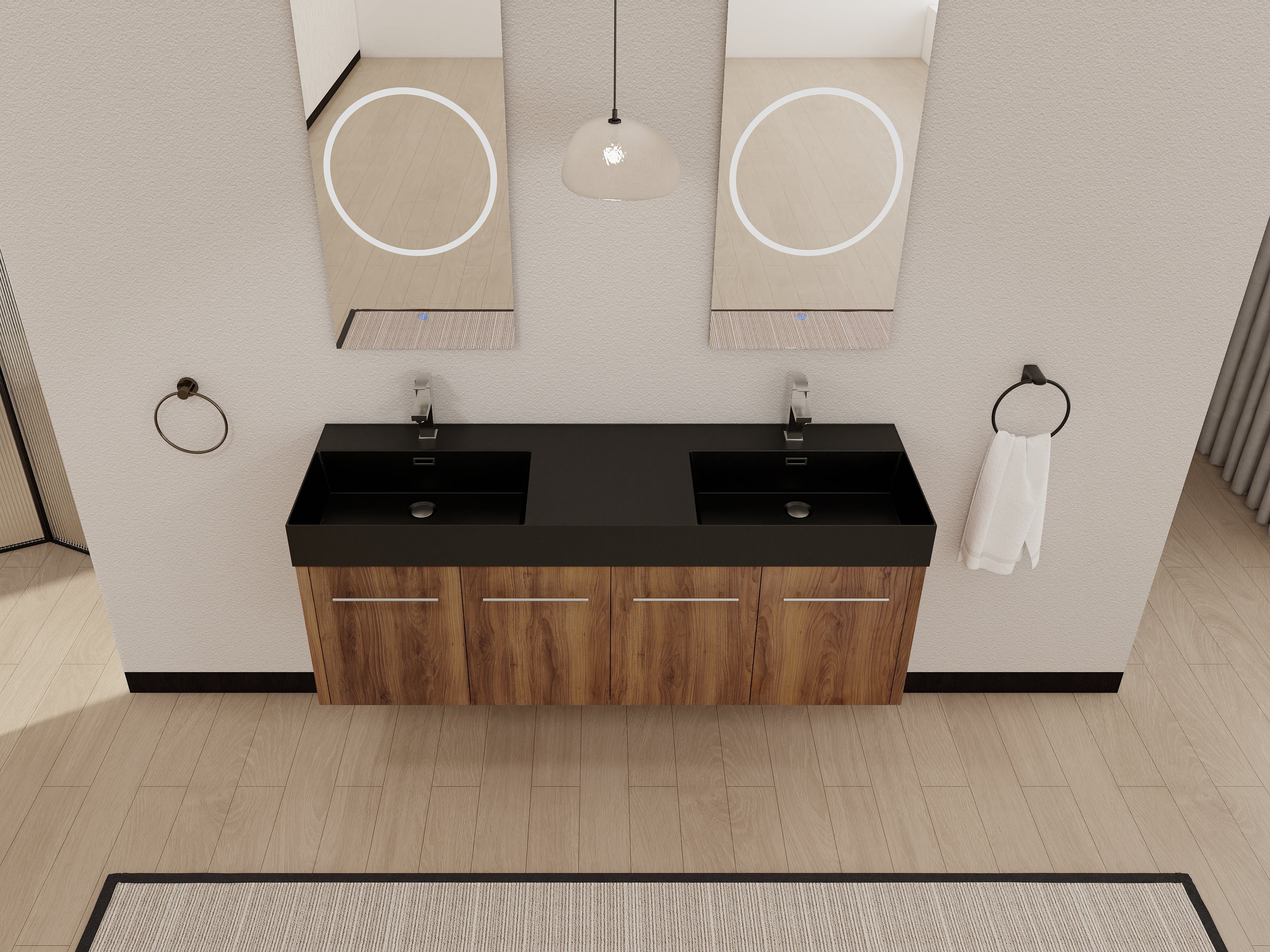 60 Inch Wall-Mounted Bathroom Vanity with Sink