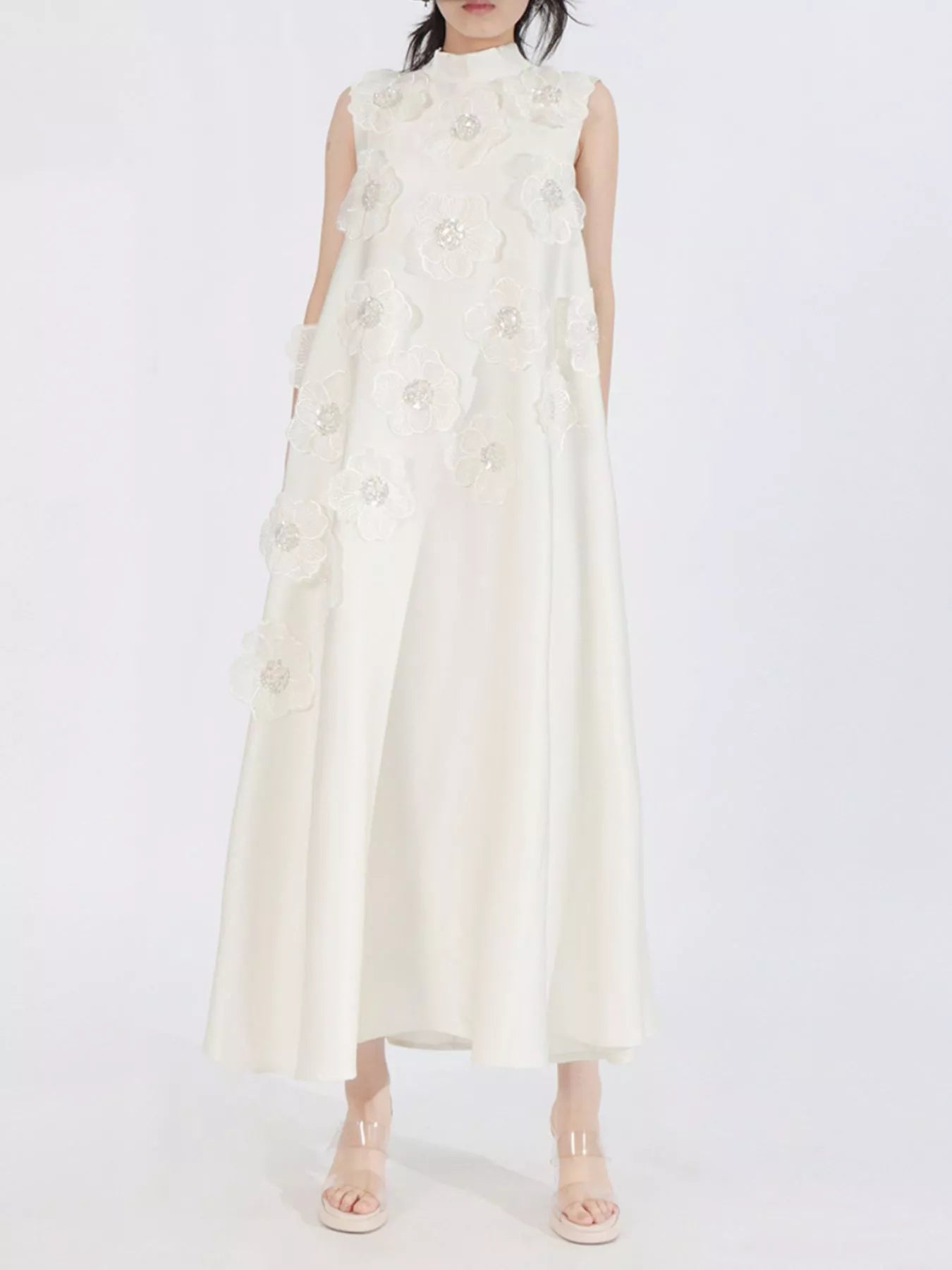 Floral Embellished Sleeveless Maxi Dress