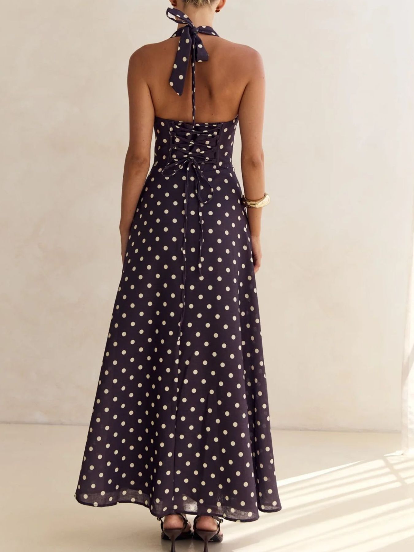 Floral Print Halter Neck Maxi Dress