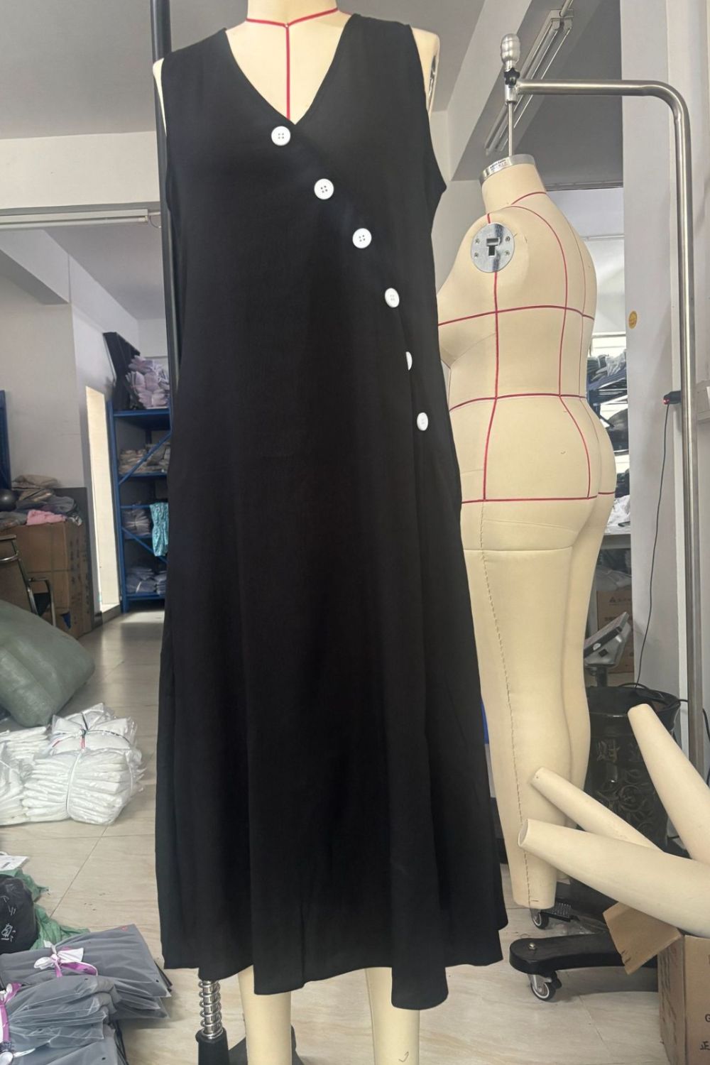 Sleeveless Button-Down Midi Dress